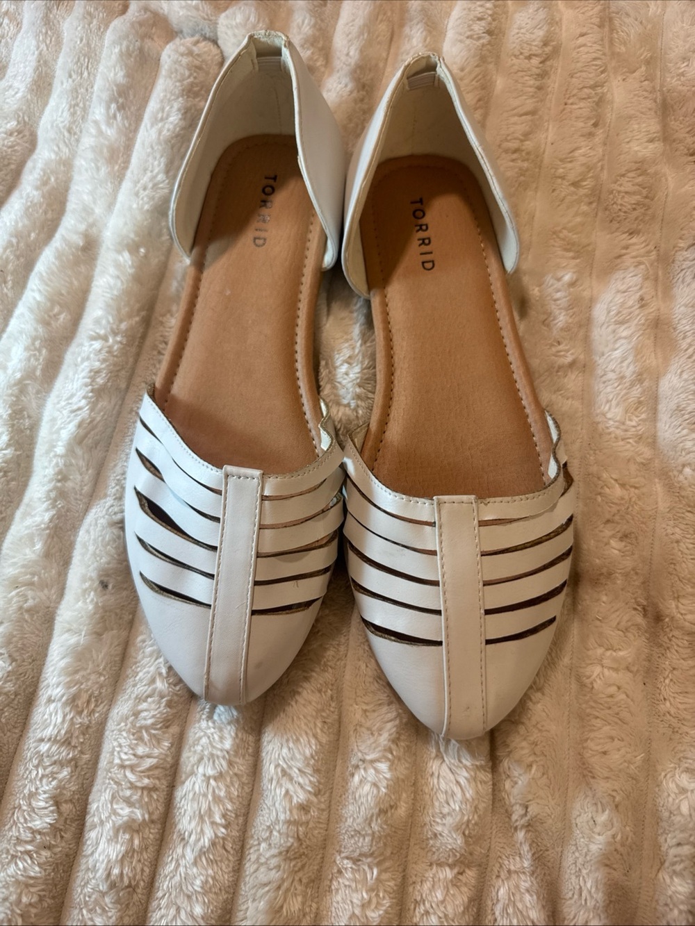 torrid White Strappy Pointed D'Orsay Flats